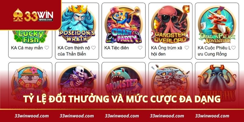 Tỷ lệ đổi thưởng và mức cược đa dạng